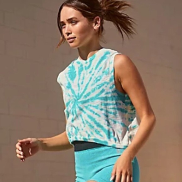 NWT FREE PEOPLE Love Muscle Tank Tie Dye turquoise - Picture 6 of 10